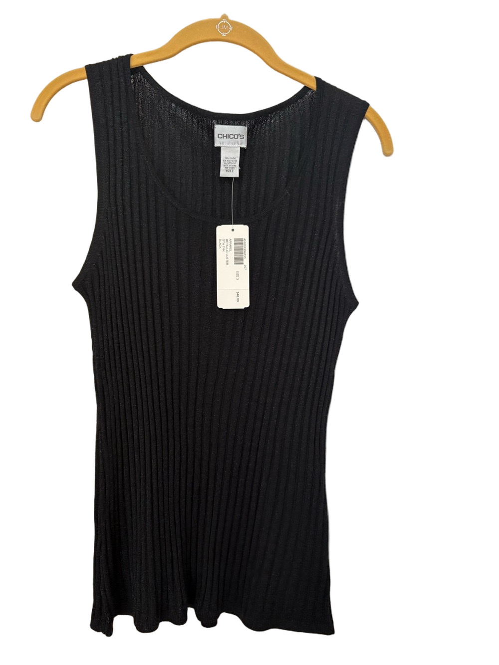 Chico's Black Ribbed Scoop Neck Tank